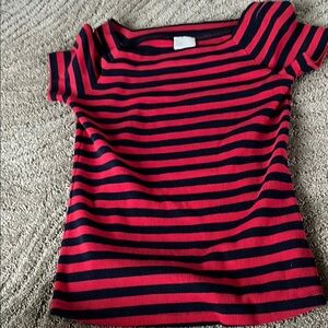 Anthropologie Red and Black Striped Top